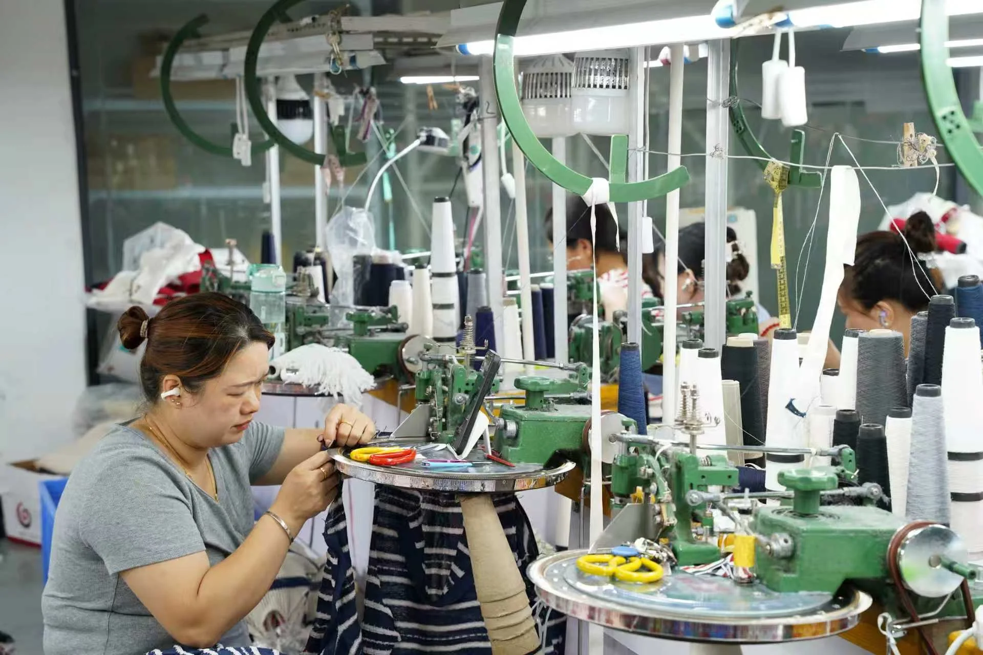 Knitwear production line at the lpknit factory in Shenzhen, China