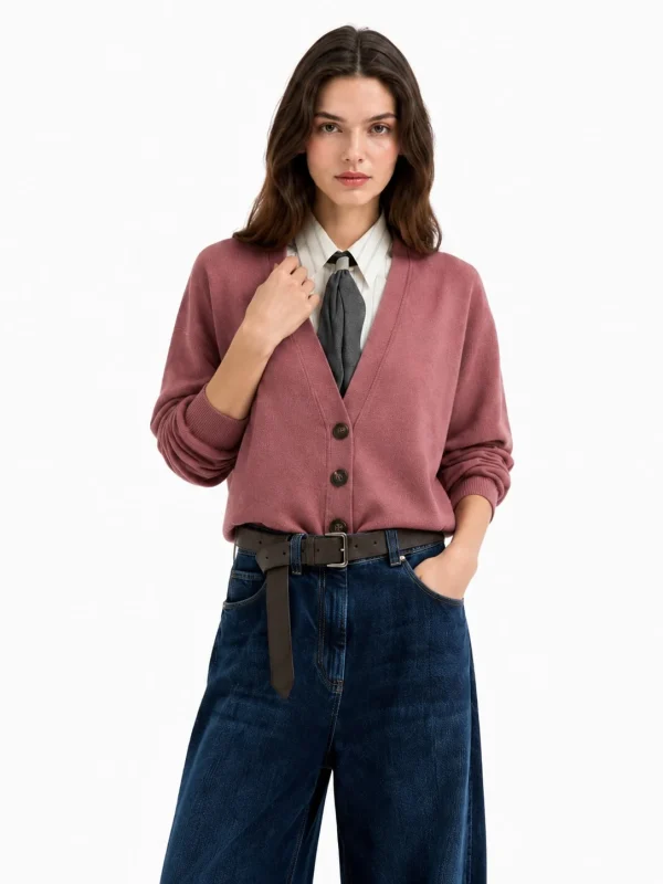 Cashmere cardigan with monili — 100% CASHMERE knitwear by lpknit