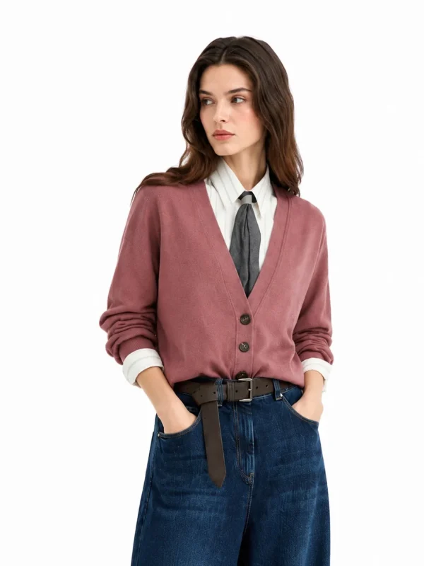 Cashmere cardigan with monili — 100% CASHMERE knitwear, view 2
