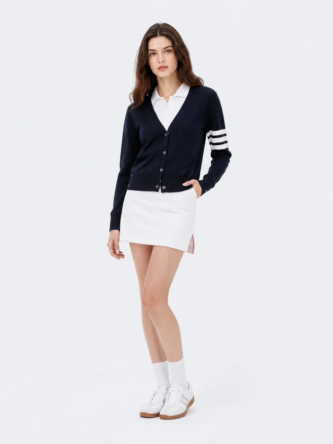 Merino Blend V-Neck Cardigan — Merino Wool / Acrylic / Polyester Blend knitwear, view 5