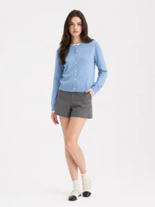 Wool Crewneck Cardigan — 100% Wool knitwear, view 5