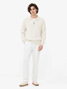 Ribbed Half-Zip Collar Sweater — 51.9% cotton, 34.9% wool, 13.2% cashmere knitwear, view 5