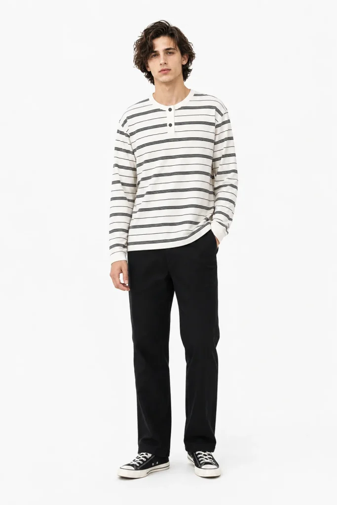 Striped Henley Knit Top — Man knitwear, view 5