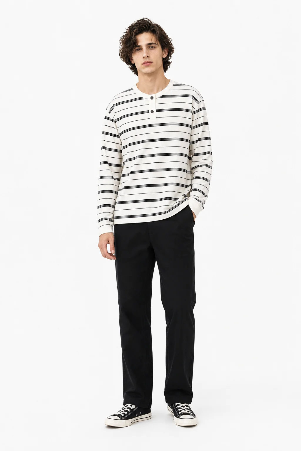 Striped Henley Knit Top — Man knitwear, view 5