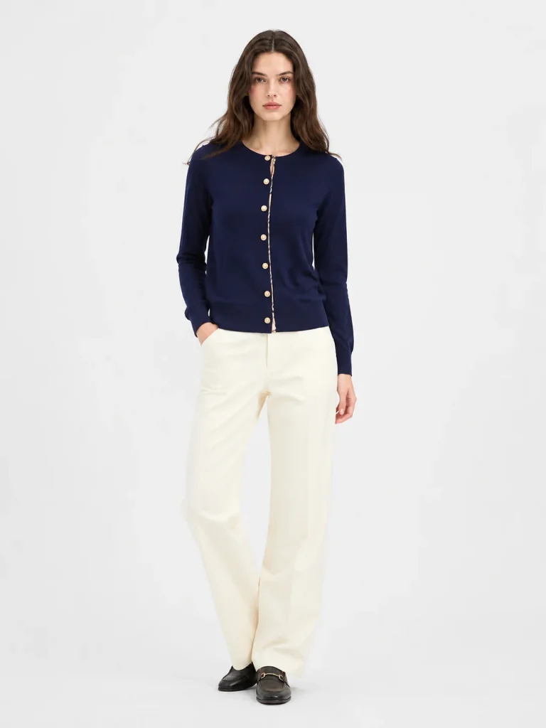 Round-Neck Knit Cardigan — Cotton Wool / Nylon / Polyester Blend knitwear, view 5