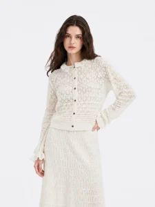 Wool Pointelle Button Cardigan — 100% Wool knitwear by lpknit