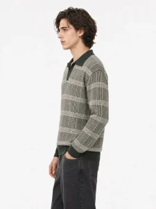 Checked Polo Knit Sweater — 30.5% wool, 21.7% acrylic, 47.8% knitwear by lpknit