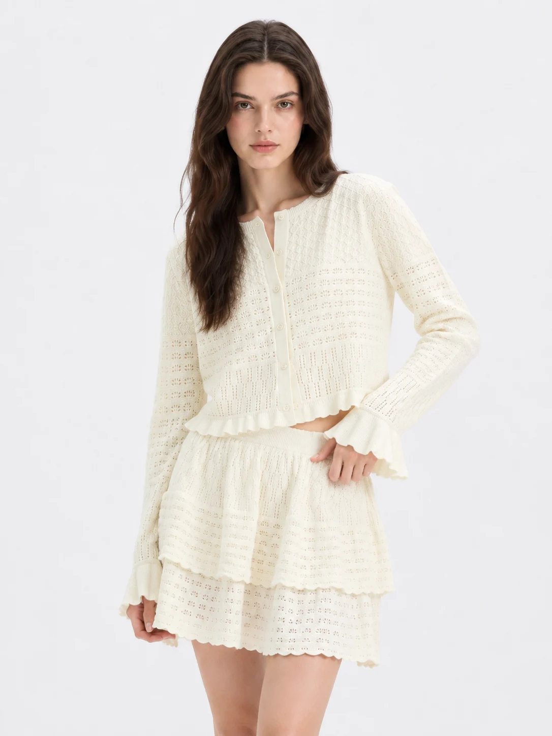 Openwork Cotton Knit Cardigan — 100% Cotton knitwear by lpknit
