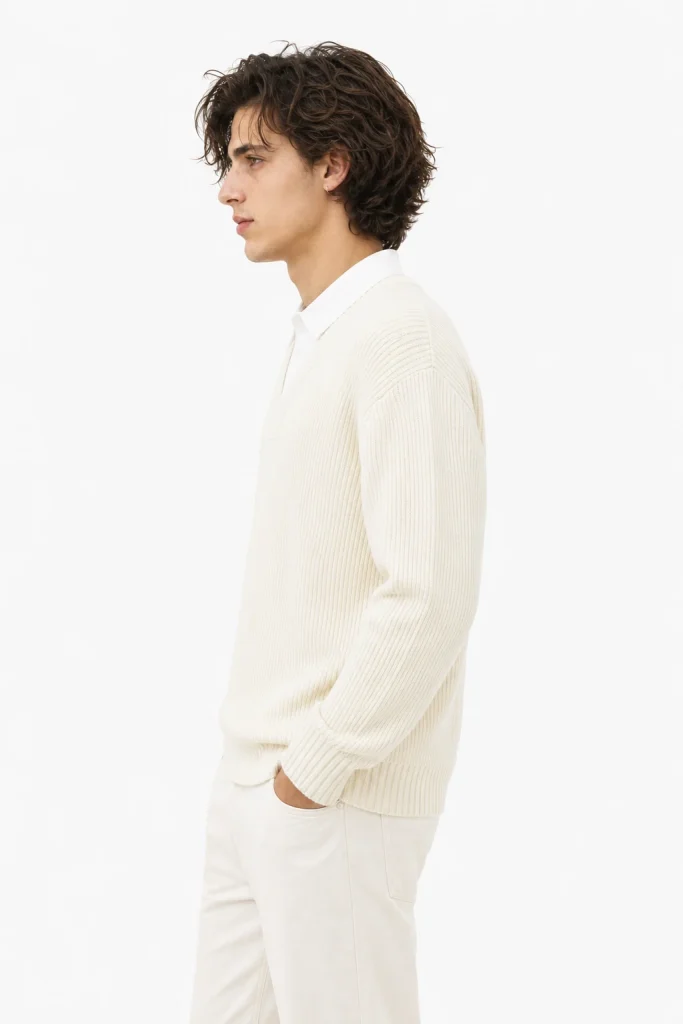 Ribbed V-Neck Layered Sweater — 34.9% cashmere and 13.2% nylon knitwear by lpknit