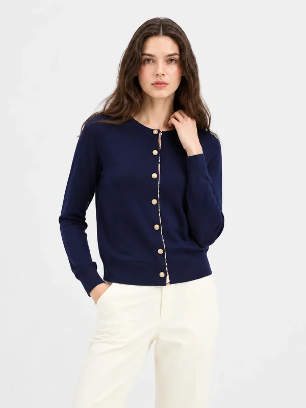 Round-Neck Knit Cardigan — Cotton Wool / Nylon / Polyester Blend knitwear by lpknit