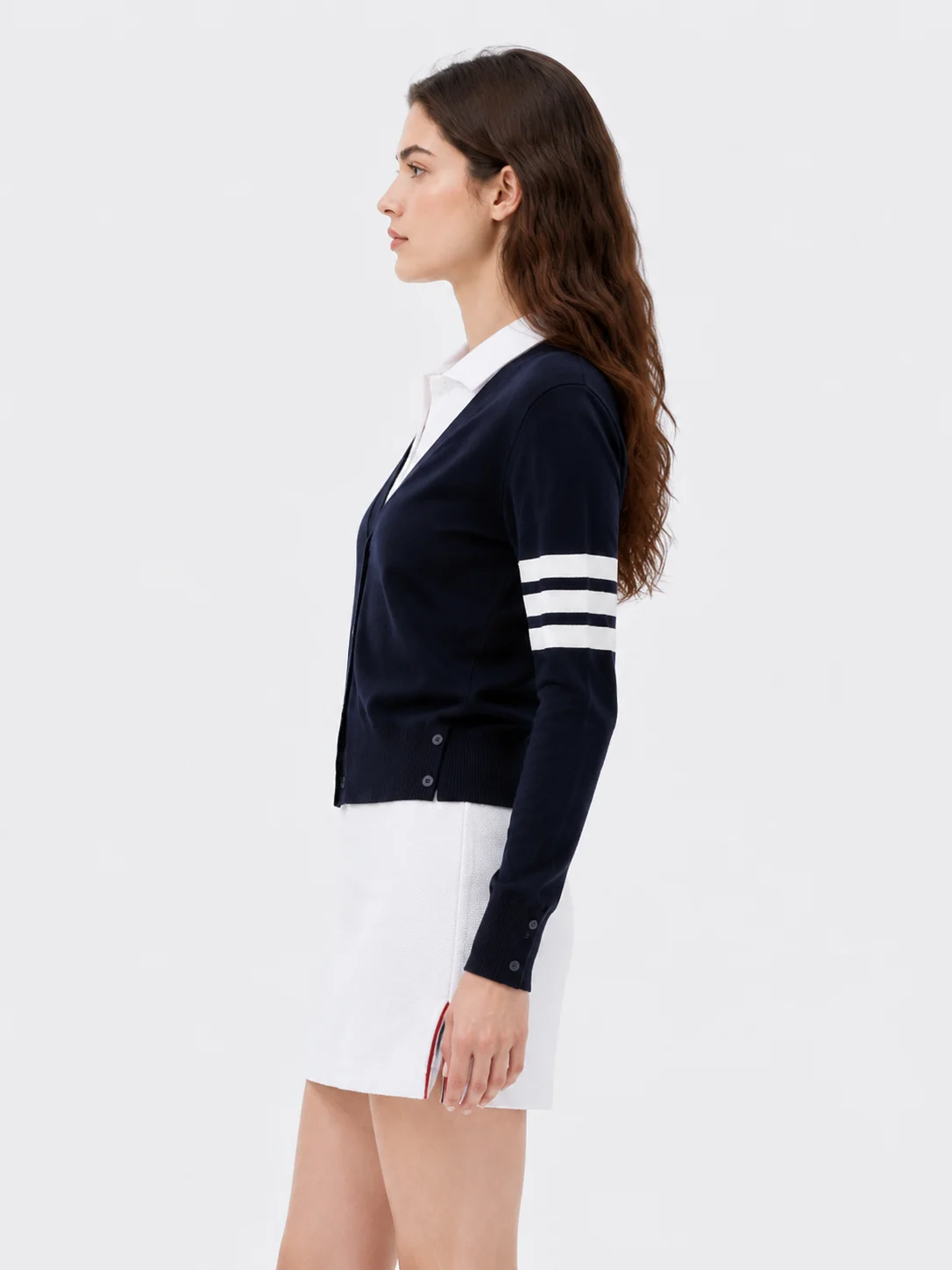 Merino Blend V-Neck Cardigan — Merino Wool / Acrylic / Polyester Blend knitwear, view 4
