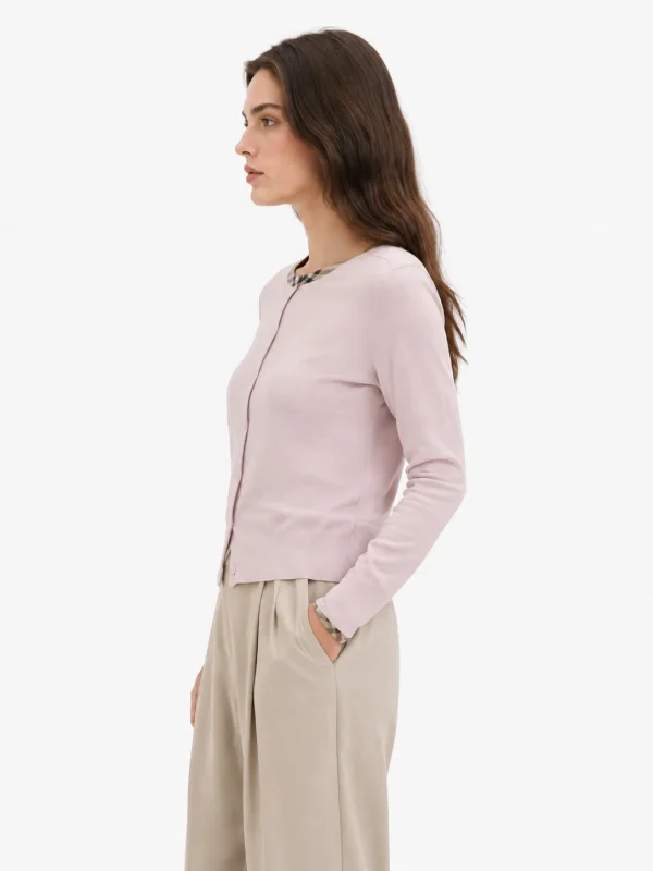 Round-Neck Wool Blend Cardigan — Polyester / Cotton Wool / Acrylic Blend knitwear, view 4