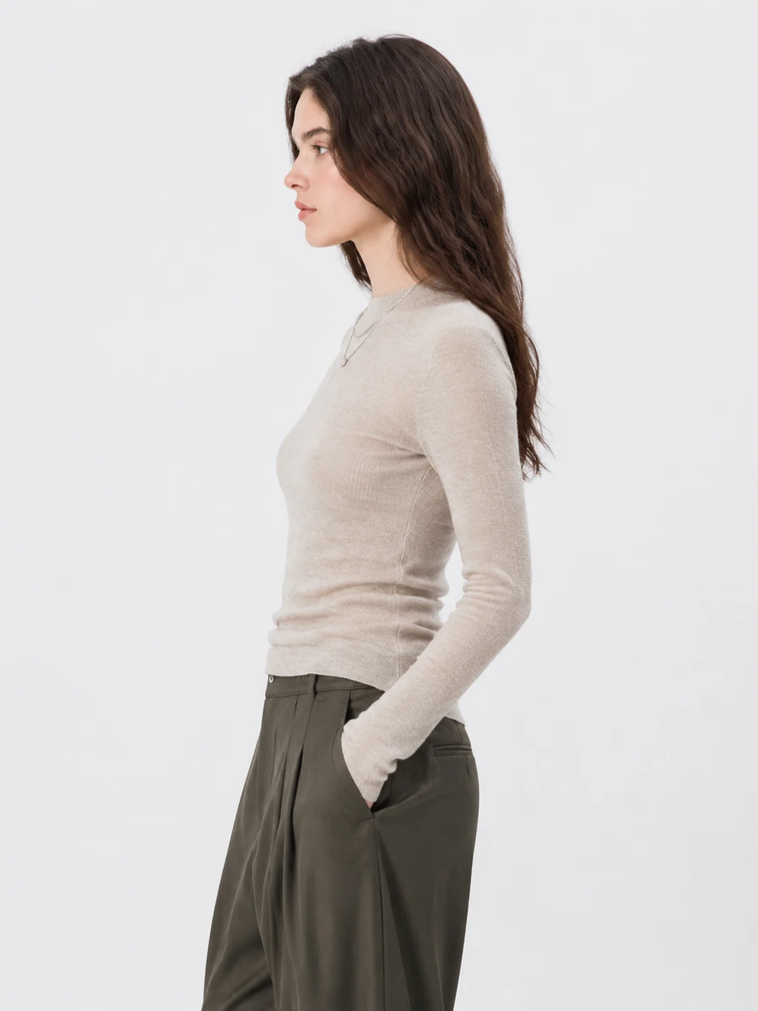 Slim Merino Blend Knit Top — Merino Wool / Viscose / Polyester Blend knitwear, view 4