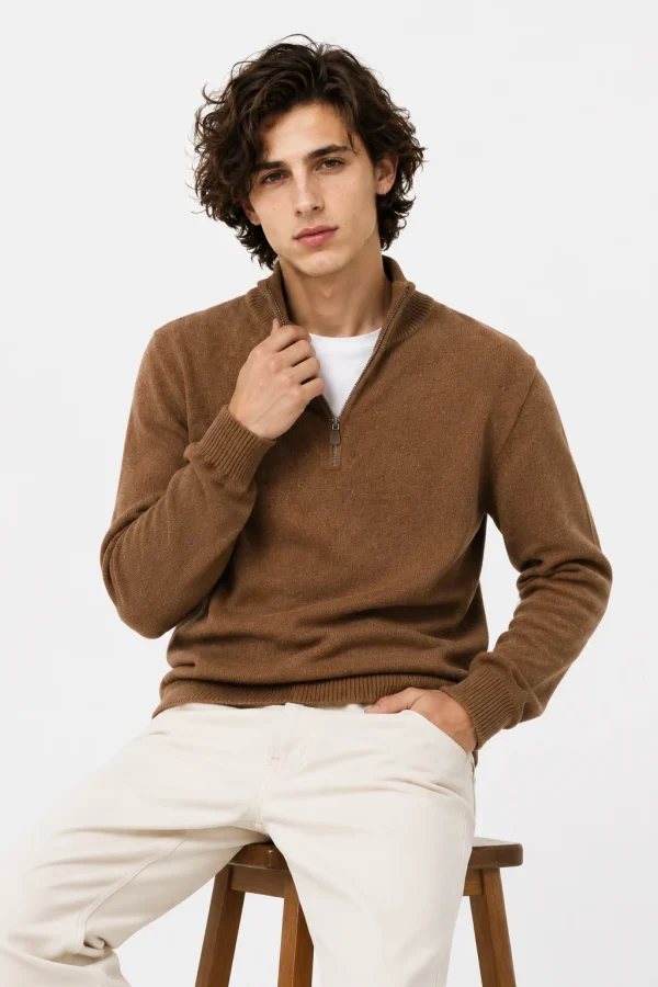 Wool Half-Zip Sweater — 100% Wool knitwear, view 4