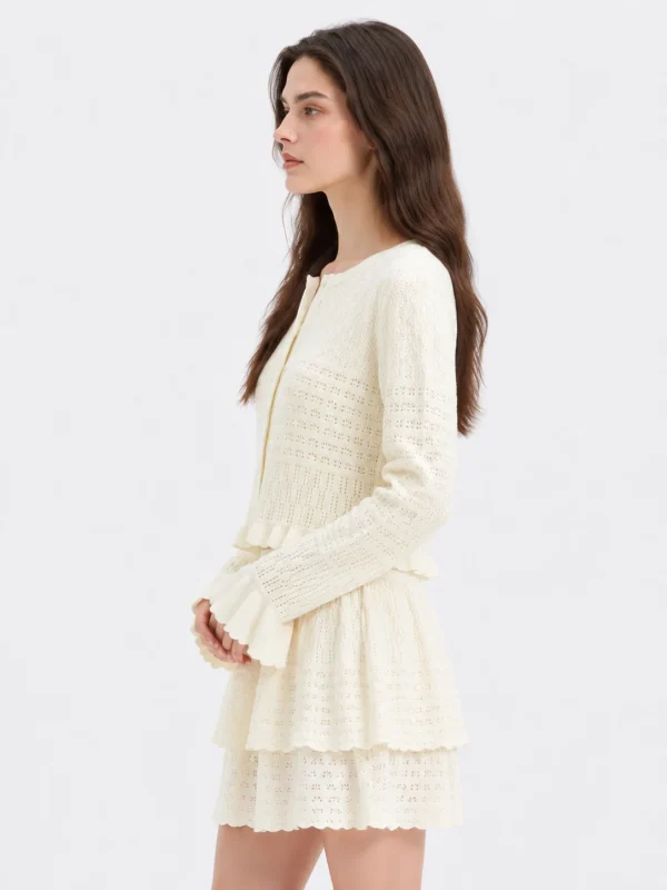 Openwork Cotton Knit Cardigan — 100% Cotton knitwear, view 4