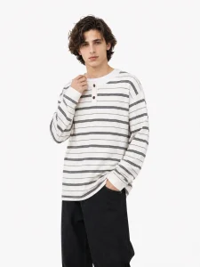 Striped Henley Knit Top — Man knitwear, view 4