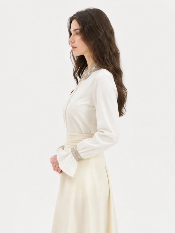 Cotton Shirt with Delicate Trim — 100% Cotton knitwear, view 4