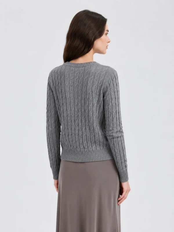 Cable-Knit Button Cardigan — Silk / Cashmere / Wool / Polyester Blend knitwear, view 3