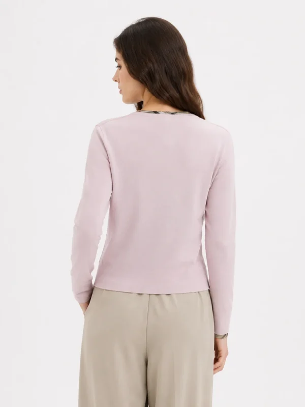Round-Neck Wool Blend Cardigan — Polyester / Cotton Wool / Acrylic Blend knitwear, view 3