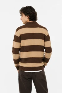 Striped Knit Polo Sweater — 5% wool, 7% cotton, 53% acrylic, and knitwear, view 3