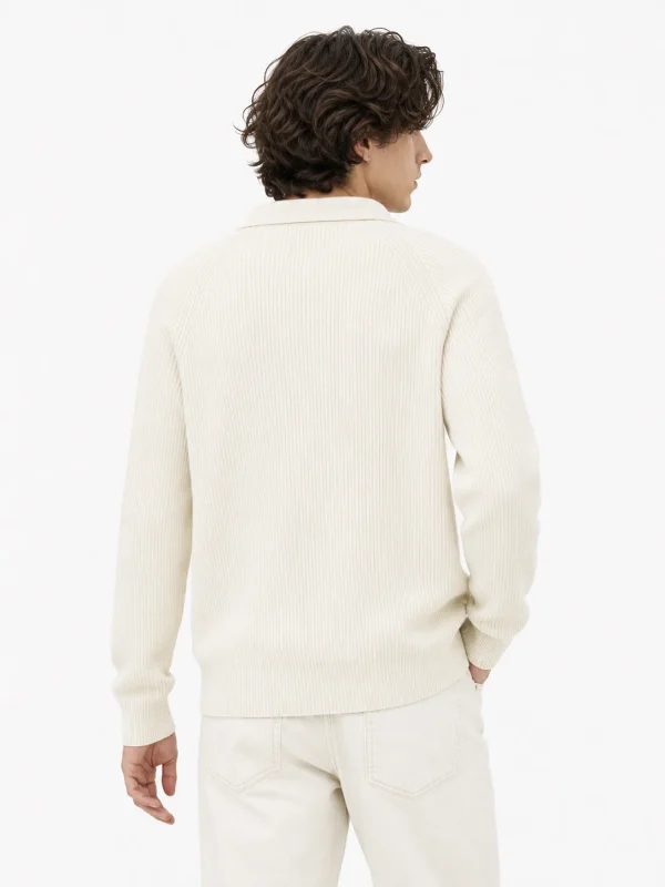 Ribbed Half-Zip Collar Sweater — 51.9% cotton, 34.9% wool, 13.2% cashmere knitwear, view 3