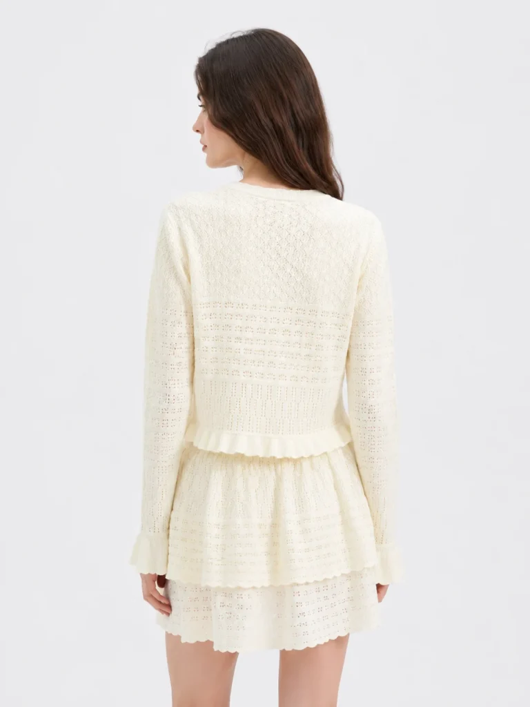 Openwork Cotton Knit Cardigan — 100% Cotton knitwear, view 3