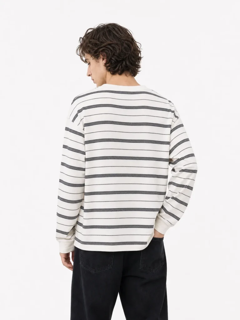 Striped Henley Knit Top — Man knitwear, view 3