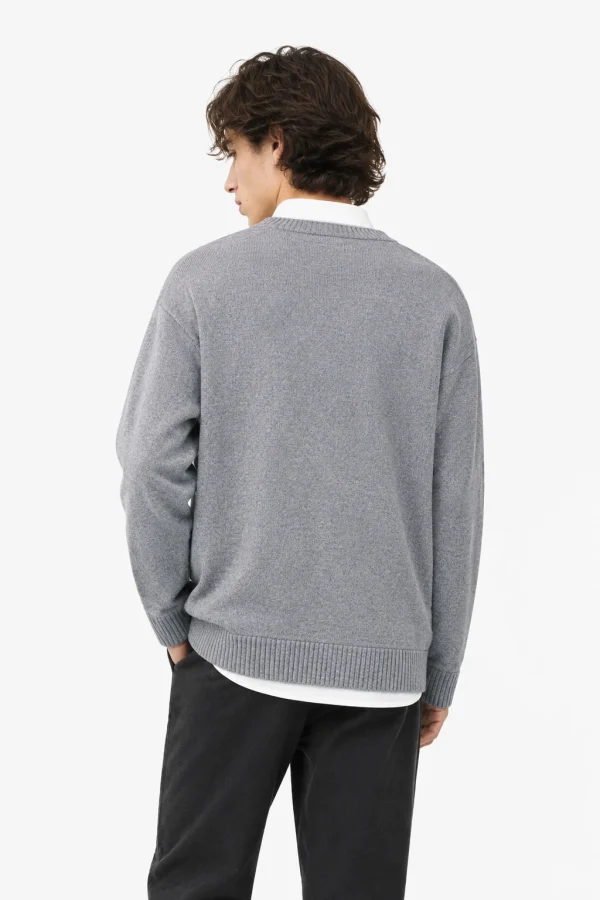 Grey Layered-Collar Knit Sweater — 34.9% wool, 13.2% nylon and 51.9% knitwear, view 3