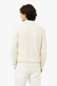 Ribbed V-Neck Layered Sweater — 34.9% cashmere and 13.2% nylon knitwear, view 3