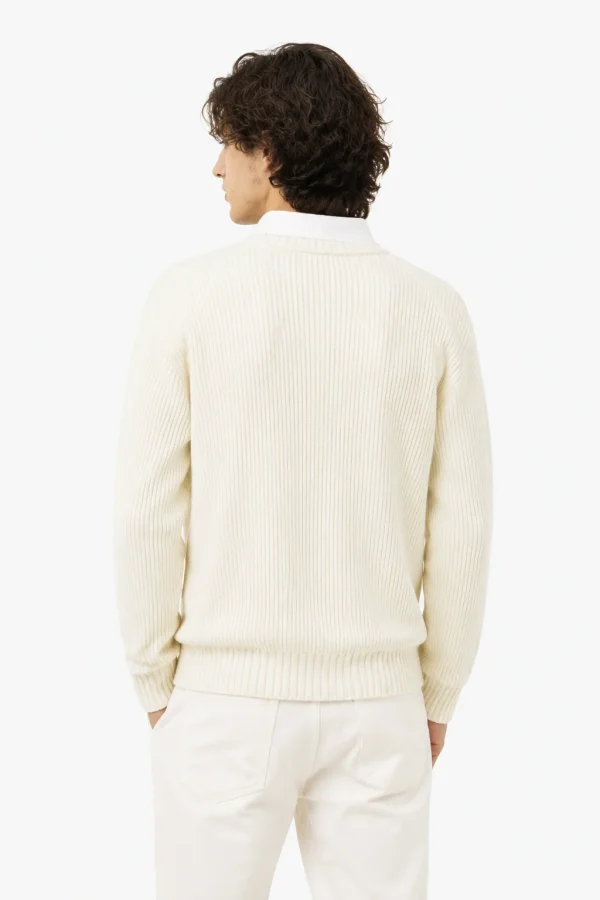 Ribbed V-Neck Layered Sweater — 34.9% cashmere and 13.2% nylon knitwear, view 3