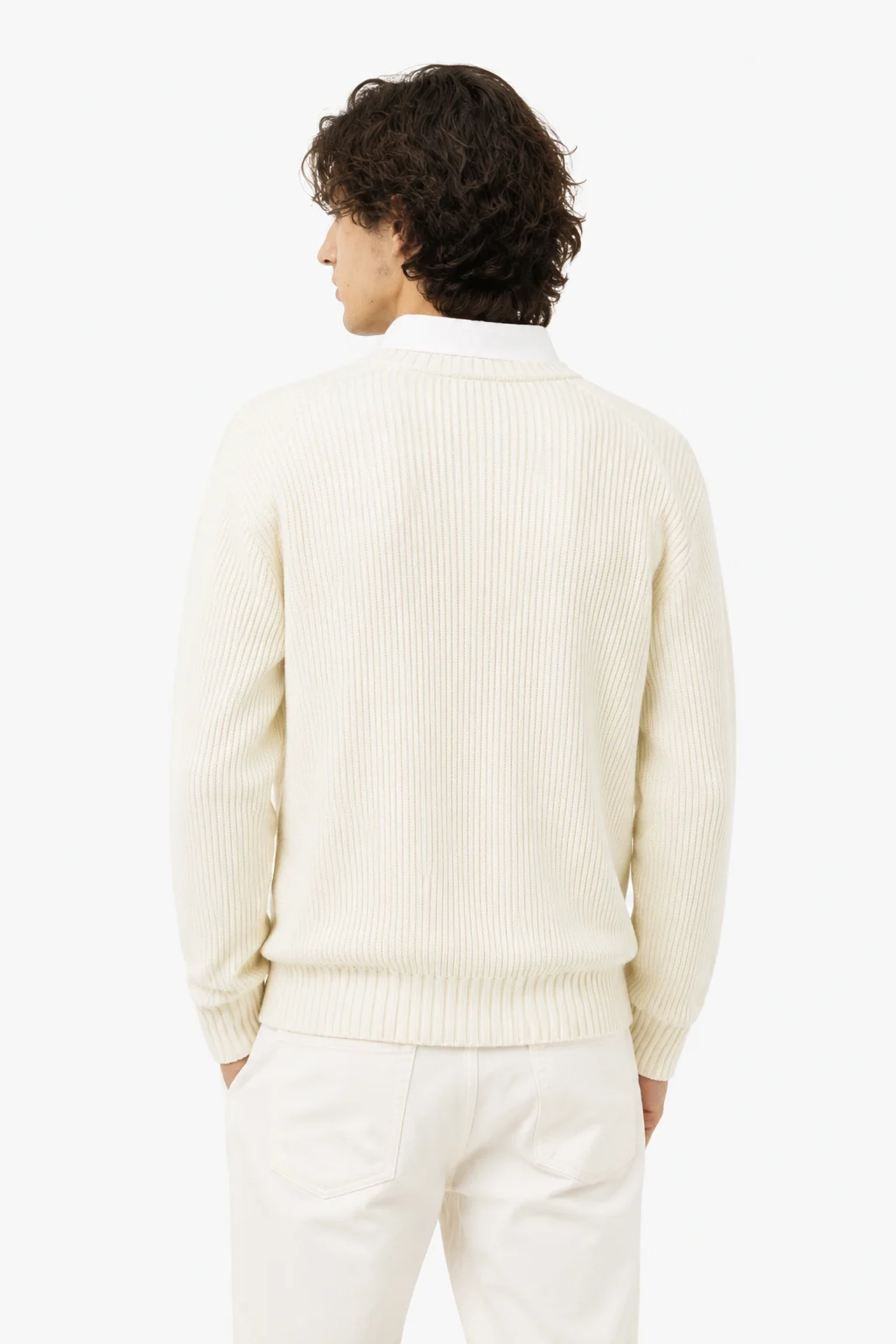 Ribbed V-Neck Layered Sweater — 34.9% cashmere and 13.2% nylon knitwear, view 3