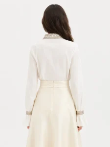 Cotton Shirt with Delicate Trim — 100% Cotton knitwear, view 3