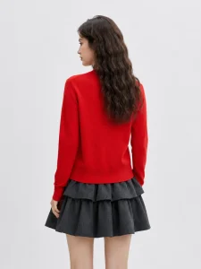Fine-Knit Round-Neck Cardigan — Wool / Polyester / Viscose / Nylon Blend knitwear, view 3