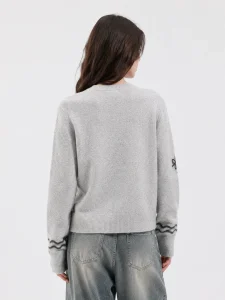 Illustrated Knit Button Cardigan — Polyester / Mulberry Silk / Spandex knitwear, view 3