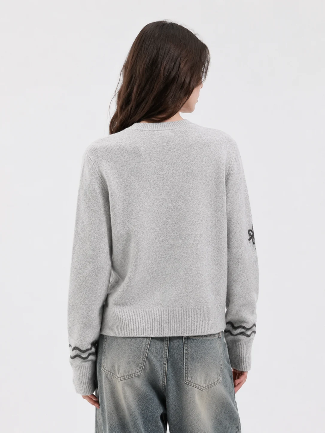 Illustrated Knit Button Cardigan — Polyester / Mulberry Silk / Spandex knitwear, view 3