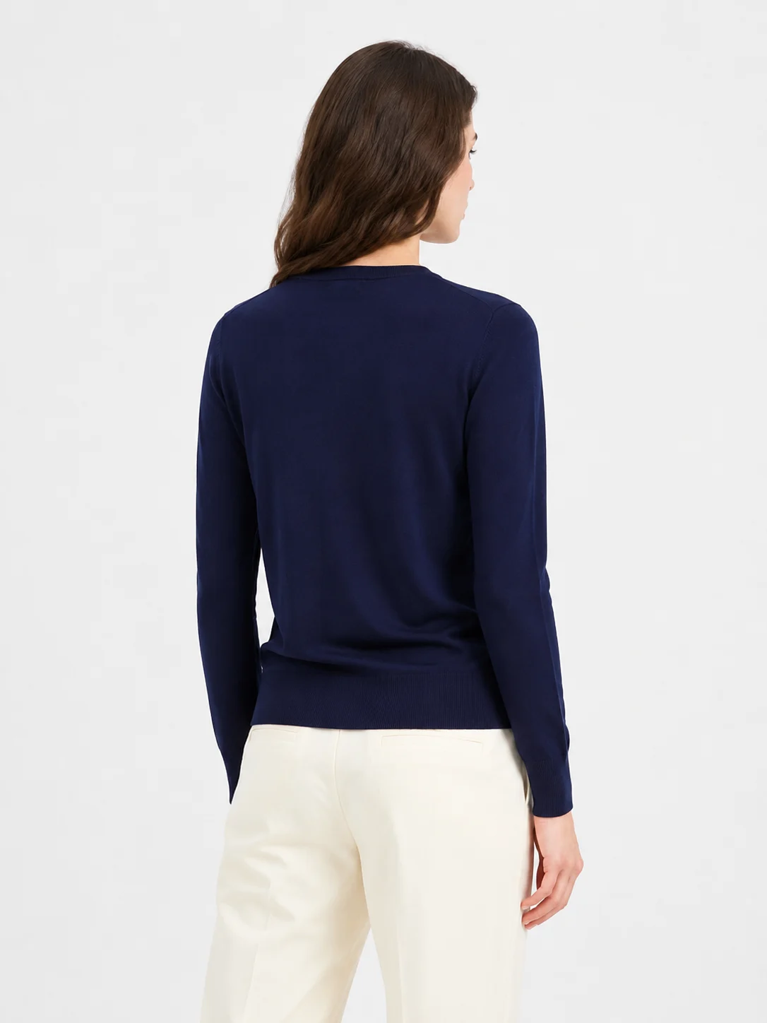 Round-Neck Knit Cardigan — Cotton Wool / Nylon / Polyester Blend knitwear, view 3