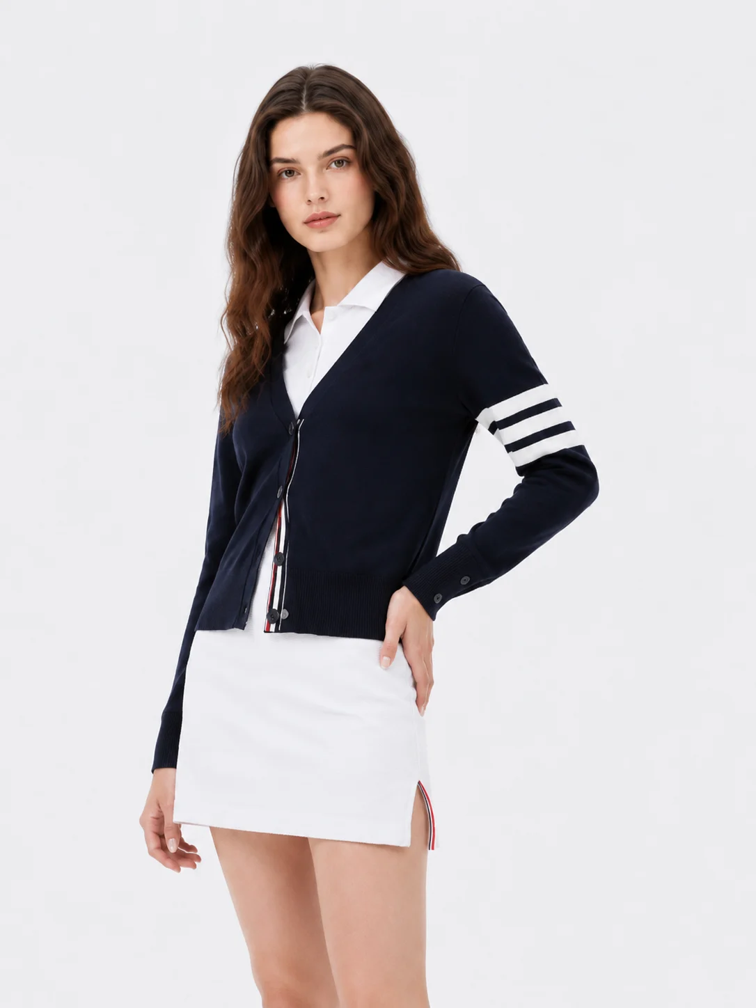 Merino Blend V-Neck Cardigan — Merino Wool / Acrylic / Polyester Blend knitwear, view 2