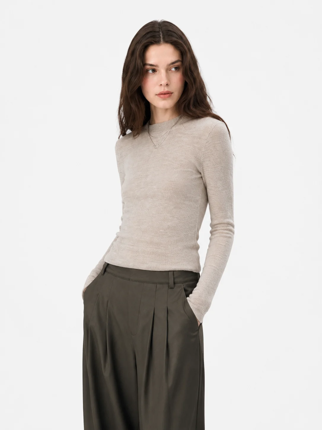 Slim Merino Blend Knit Top — Merino Wool / Viscose / Polyester Blend knitwear, view 2