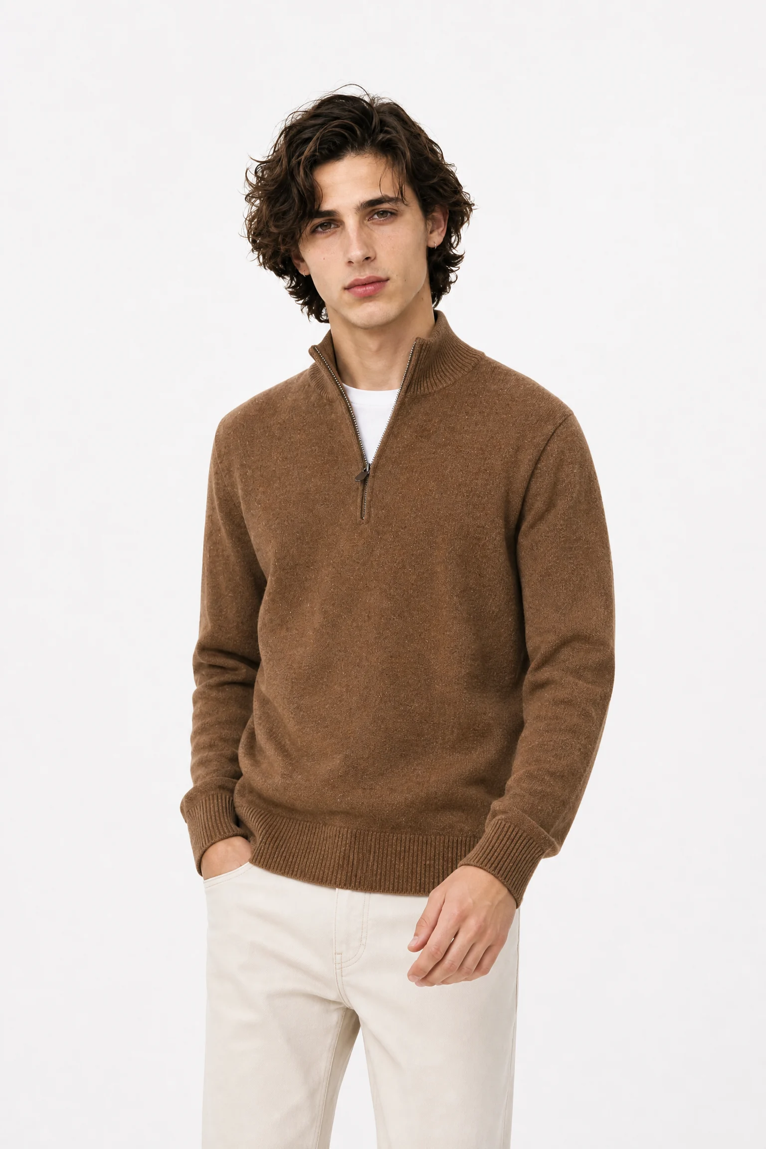 Wool Half-Zip Sweater — 100% Wool knitwear, view 2