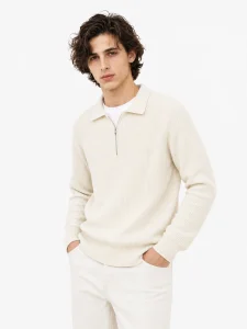 Ribbed Half-Zip Collar Sweater — 51.9% cotton, 34.9% wool, 13.2% cashmere knitwear, view 2