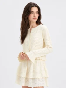 Openwork Cotton Knit Cardigan — 100% Cotton knitwear, view 2