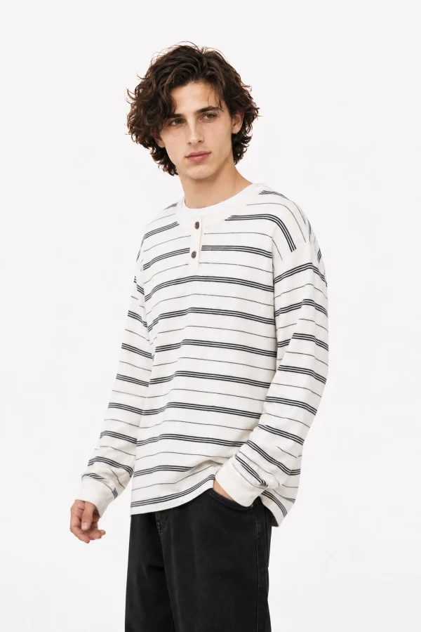 Striped Henley Knit Top — Man knitwear, view 2