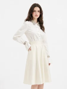 Cotton Shirt with Delicate Trim — 100% Cotton knitwear, view 2