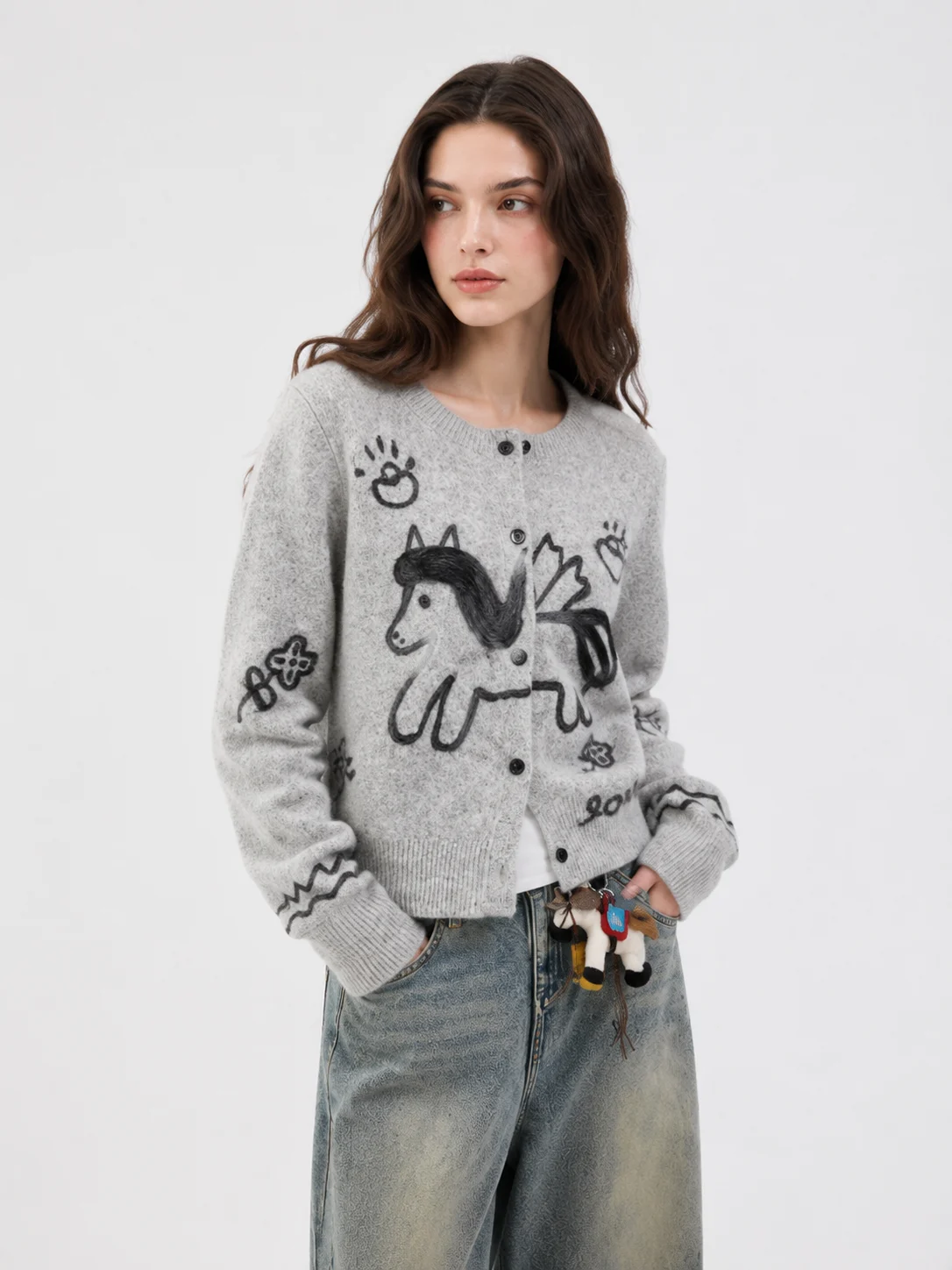 Illustrated Knit Button Cardigan — Polyester / Mulberry Silk / Spandex knitwear by lpknit