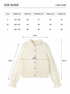 Wool Pointelle Button Cardigan — 100% Wool knitwear, view 8