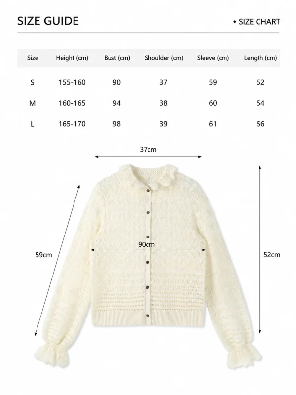 Wool Pointelle Button Cardigan — 100% Wool knitwear, view 8