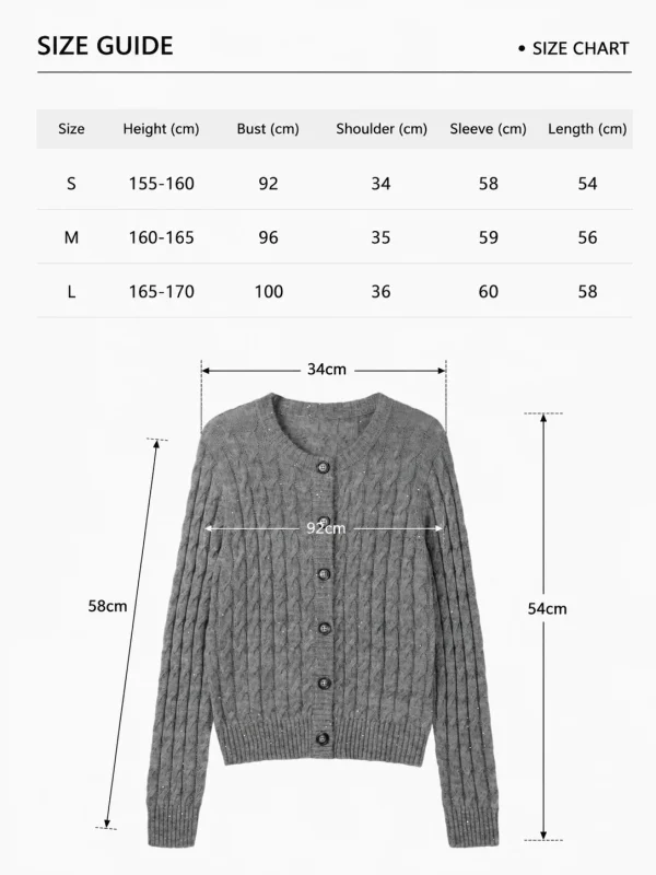 Cable-Knit Button Cardigan — Silk / Cashmere / Wool / Polyester Blend knitwear, view 8