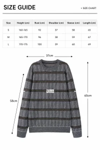 Striped Wool Blend Knit Sweater — 30.5% wool, 21.7% nylon, 47.8% polyester knitwear, view 8