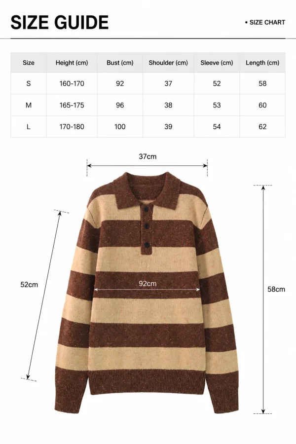 Striped Knit Polo Sweater — 5% wool, 7% cotton, 53% acrylic, and knitwear, view 8