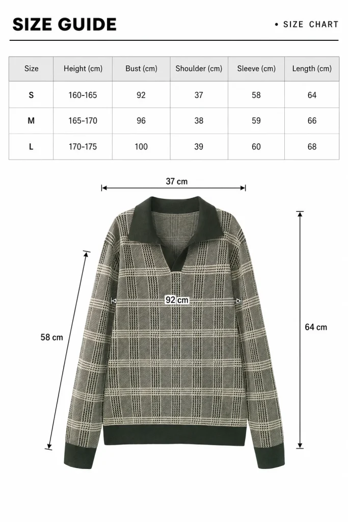 Checked Polo Knit Sweater — 30.5% wool, 21.7% acrylic, 47.8% knitwear, view 8